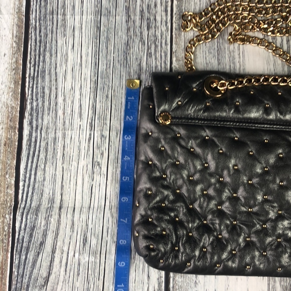 Badgley Mischka Gold Studded Dark Gray Cross Bag - Picture 5 of 9